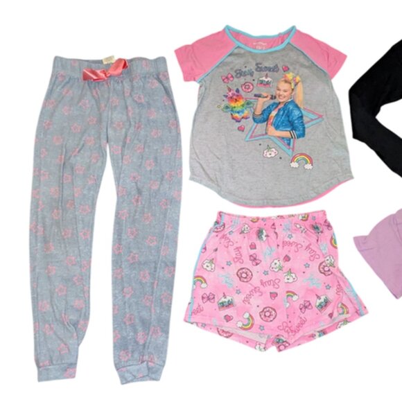 Huge Lot 7 Girls Short Sleeve Tops Tees Shirts Pajamas Set Short Pants Fleece 12 - Picture 3 of 3